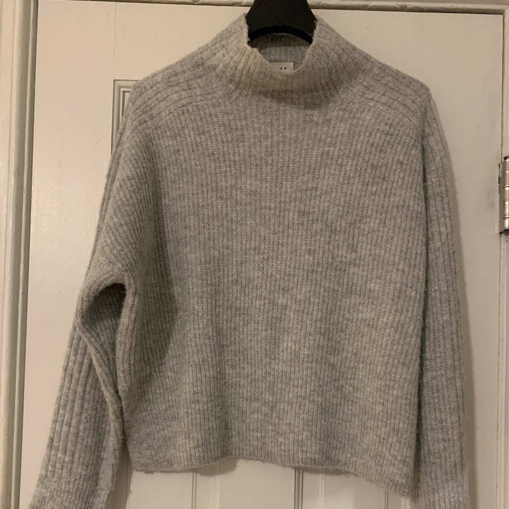 Topshop mock neck sweater grey